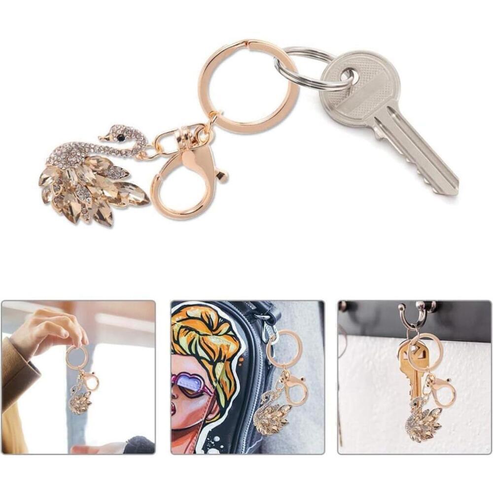 Swan Shaped Keychain In Gold - Picture 8 of 9